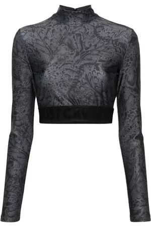 Roberto Cavalli T-shirt crop à imprimé léopard