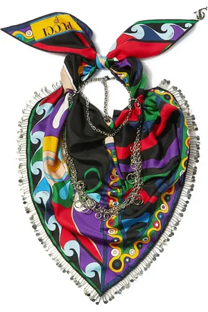 Puccini Foulard en soie à imprimé Marmo and Orchidée