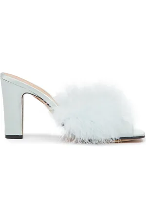 Maison Margiela Mules en satin ornées de plumes 90 mm