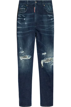 Dsquared2 Jean droit à effet usé