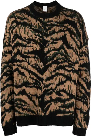 Roberto Cavalli Sweat en laine vierge à imprimé tigre