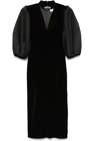 NISSA Robe en velours à manches bouffantes