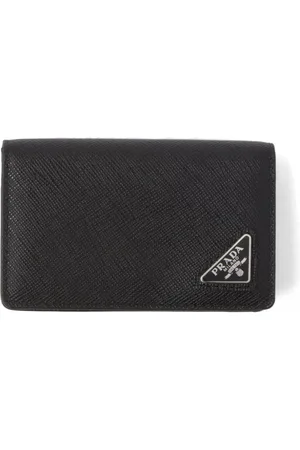 Prada Porte-cartes en cuir saffiano à plaque logo