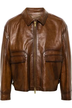 Golden Goose Veste en cuir à fermeture zippée