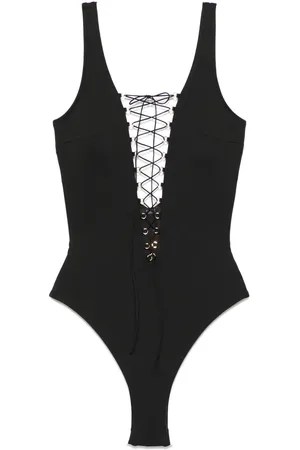 Noire Swimwear Maillot de bain à détail de laçage