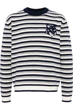 Maison Kitsuné Pull rayé en maille intarsia