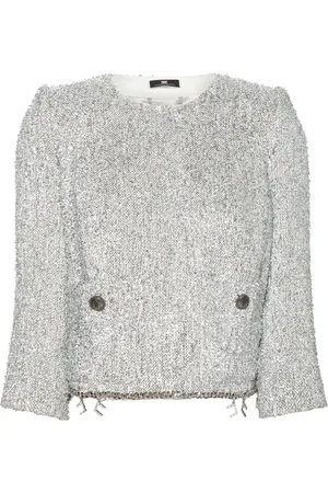 Elisabetta Franchi Veste en tweed à coupe crop