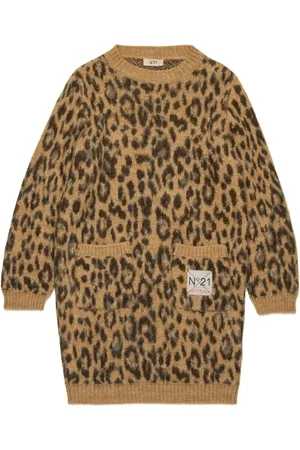 Nº21 Robe en laine mélangée à imprimé léopard