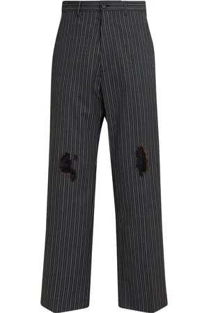 Marni Pantalon rayé à effet usé
