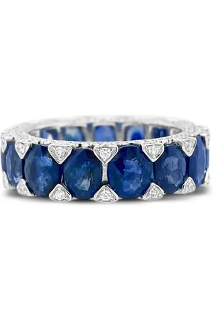 HYT Jewelry Bague en or blanc 18ct ornée de diamants et de saphirs