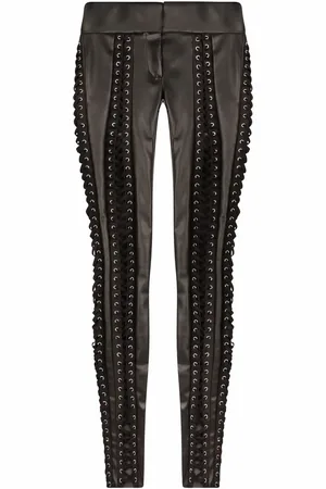 Dolce & Gabbana Pantalon en cuir artificiel à détail de laçage