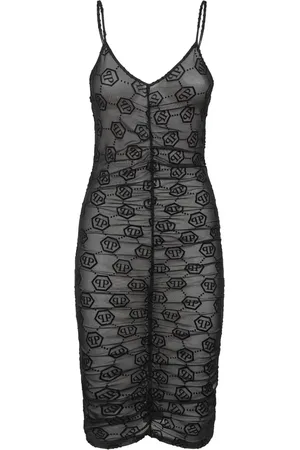 Philipp Plein Robe en tulle à motif monogrammé