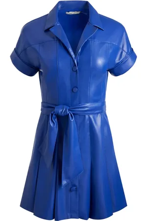 ALICE+OLIVIA Robe-chemise plissée Shirley à manches courtes