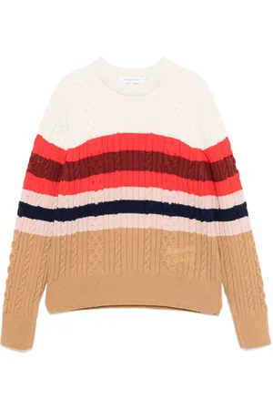 Maison Kitsuné Pull en maille torsadée à rayures