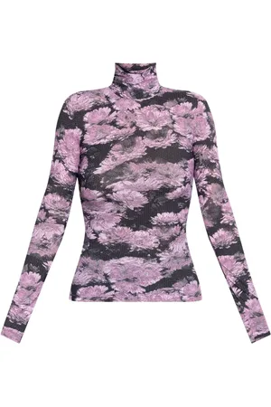 Tory Burch Pull fleuri à col roulé