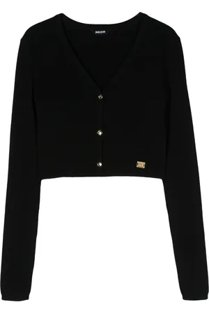 Roberto Cavalli Cardigan crop à plaque logo