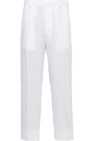 Prada Pantalon en lin à coupe fuselée