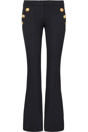 Balmain Pantalon en laine vierge à coupe évasée