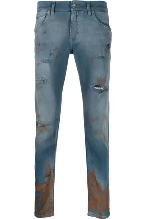 Dolce & Gabbana Jean droit à effet usé