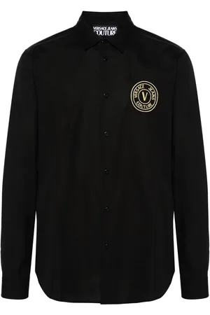 VERSACE Chemise en coton à logo brodé