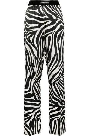 Tom Ford Pantalon en soie à imprimé zébré