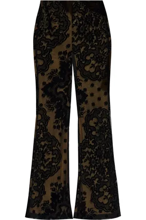 Etro Pantalon évasé à fleurs brodées