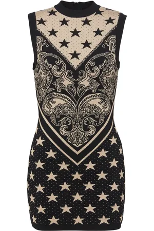 Balmain Robe courte à motif étoile en intarsia