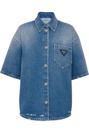 Prada Chemise en jean à logo triangle