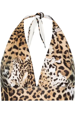 Roberto Cavalli Haut de bikini à imprimé Jaguar Skin