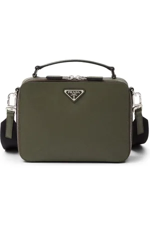 Prada Sac en cuir Saffiano médium à logo émaillée