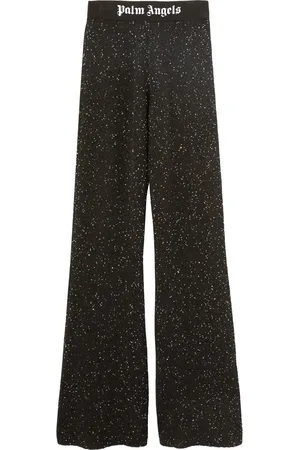 Palm Angels Pantalon évasé en maille à logo imprimé
