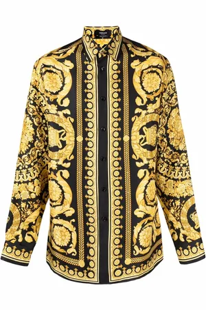 VERSACE Chemise en soie à imprimé baroque