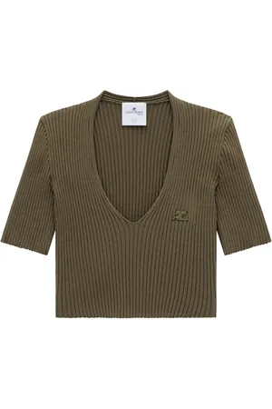 Courrèges Débardeur nervuré à col v