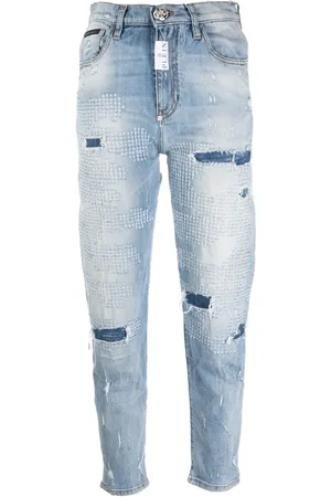 Philipp Plein Jean droit à effet usé
