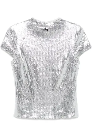 ROTATE Haut brodé de sequins à mancherons