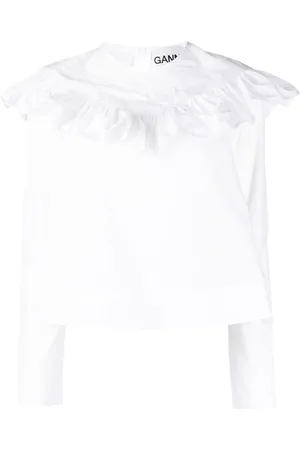 Ganni Blouse en coton biologique à volants