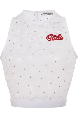 Alessandra Rich Haut crop en coton à logo appliqué