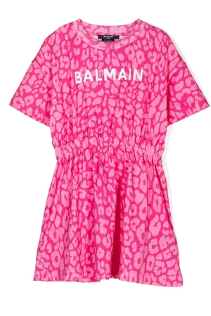 Balmain Robe en coton à imprimé léopard