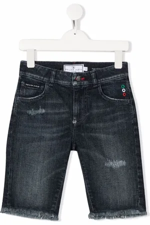 Philipp Plein Short en jean à effet usé