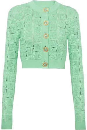 Balmain Cardigan monogrammé en maille ajourée