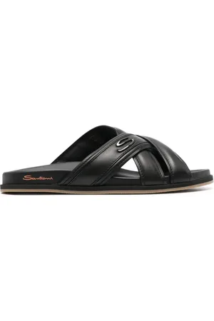 santoni Sandales en cuir à brides croisées