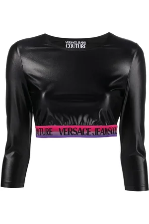 VERSACE Haut crop à logo imprimé