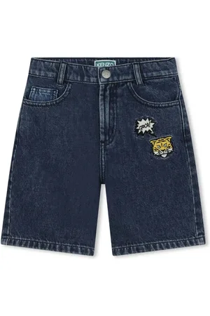 Kenzo Short en jean à motif tigre brodé