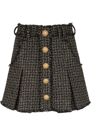 Balmain Jupe courte en tweed à design plissé
