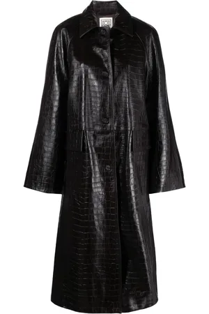 Totême Manteau en cuir à effet peau de crocodile
