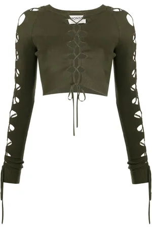 MONSE Pull crop à détail de laçage