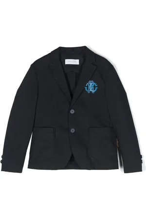 Roberto Cavalli Blazer boutonné à logo brodé