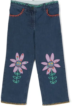 Stella McCartney Jean droit à fleurs brodées