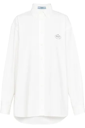 Prada Chemise en coton à logo brodé