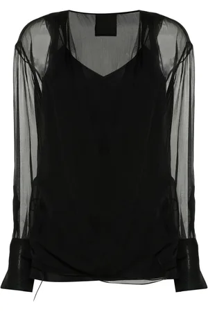 Givenchy Blouse cache-cœur en soie à manches longues